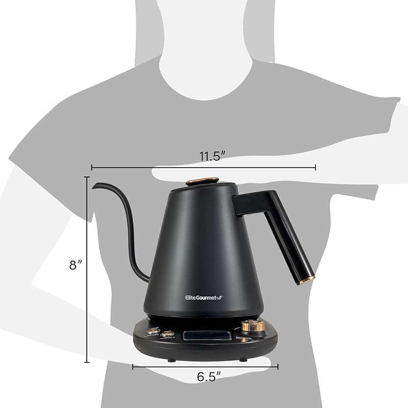 Elite Gourmet EKT3001 1L Digital Water Kettle, 304 Stainless Steel Interior, Programmed Temperatures, Keep Warm Function, Cordless, 360° Base, Auto Off & Audible Indicator, Matte Black - Image 2