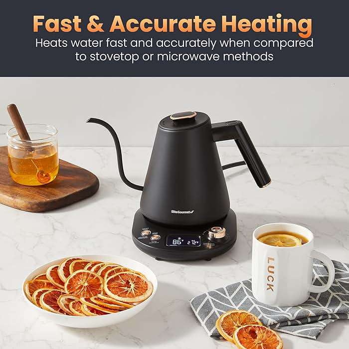 Elite Gourmet EKT3001 1L Digital Water Kettle, 304 Stainless Steel Interior, Programmed Temperatures, Keep Warm Function, Cordless, 360° Base, Auto Off & Audible Indicator, Matte Black - Image 6