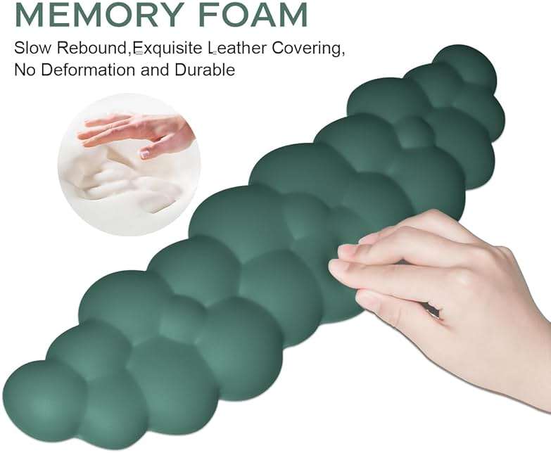 JIKIOU Upgrade Leather Cloud Keyboard Wrist Rest, Cloud Wrist Rest with Non-Slip PU Base, Comfortable Memory Foam Wrist Rest for Computer Laptop Mac Gaming Office and Pain Relief Christmas Wish Gift - Image 5