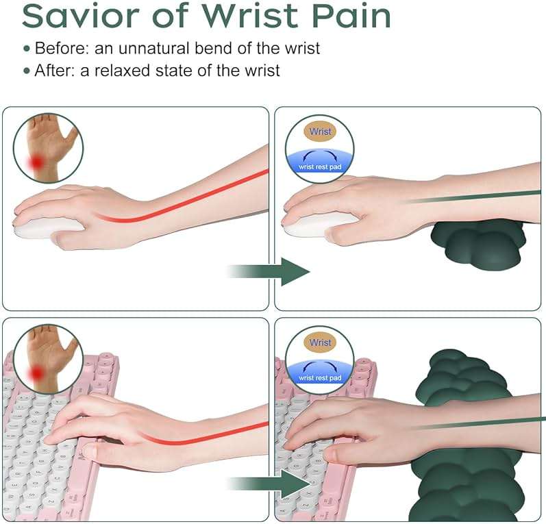 JIKIOU Upgrade Leather Cloud Keyboard Wrist Rest, Cloud Wrist Rest with Non-Slip PU Base, Comfortable Memory Foam Wrist Rest for Computer Laptop Mac Gaming Office and Pain Relief Christmas Wish Gift - Image 7