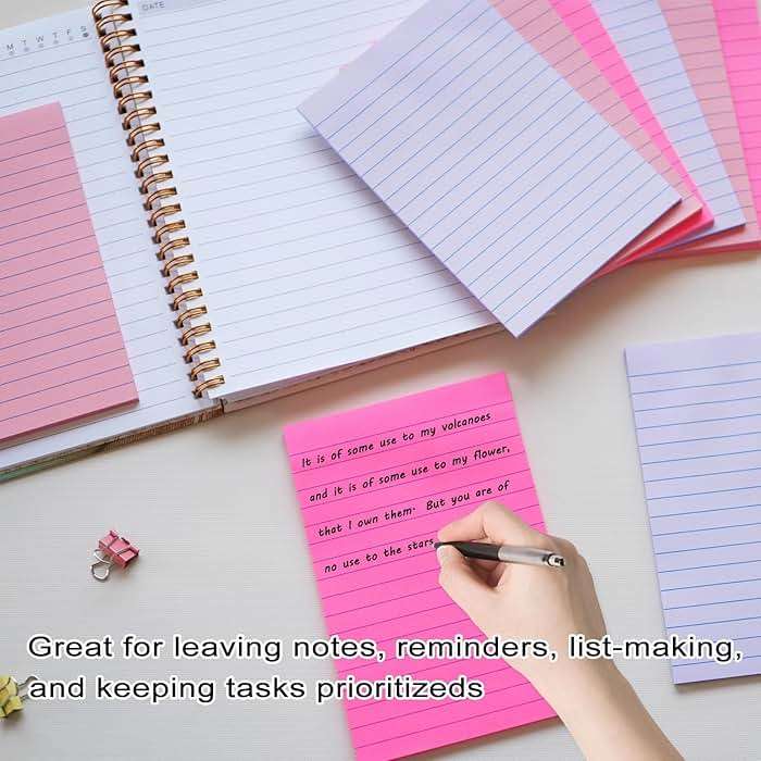 9 Pack Lined Sticky Notes 4X6 in Post Sticky Notes with Lines, Large Ruled Post Sticky Colorful Super Sticking Power Memo Pads Strong Adhesive (Pink Themed) - Image 4