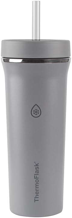 ThermoFlask Premium Quality Double Wall Insulated Stainless Steel Tumbler with Handle and Straw Lid, 32 Ounce, 2-Pack, Crystal Teal/Circular Grey - Image 7