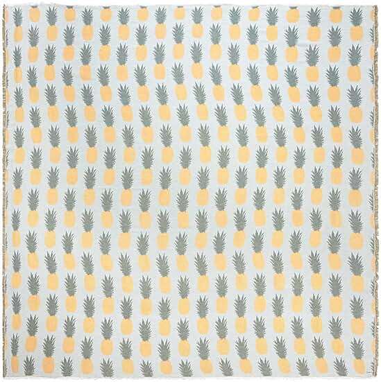 Sand Cloud Extra Large King-Size Turkish Blanket & Comforter (Pineapple Party) - 100% Organic Turkish Cotton & Jacquard Weave with Fringe Tassels - Soft, Comfy & Cozy Throw & Beach Blanket - 90" x 90" - Image 1