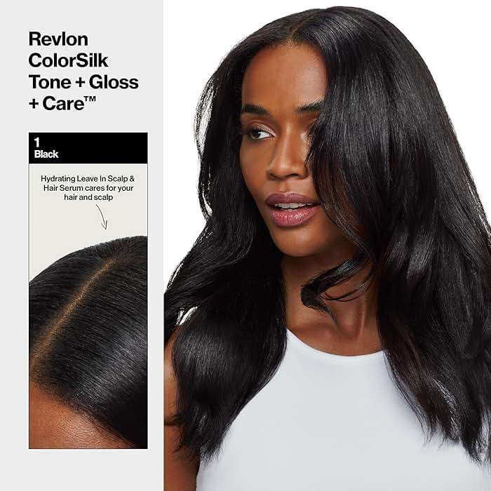 Revlon ColorSilk Tone + Gloss + Care Demi Permanent Hair Color, Dye Kit with Leave-In Scalp and Haircare Serum, 2x Shinier, 4x Stronger, 1 Black, 4.5 fl oz - Image 12