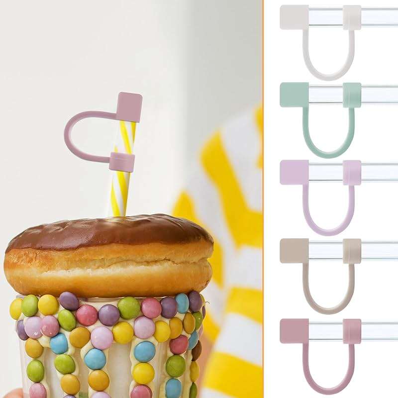 Velaco 5Pcs 0.4in/10mm Diameter Silicone Straw Covers Cap Compatible with Stanley 20 30&40 Oz Cup, Straw Toppers for Stanley 40 Oz Tumbler with Handle, Dust-Proof Straw Caps for Water Bottle - Image 6
