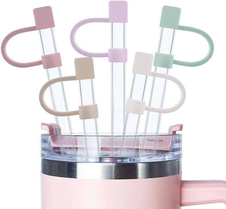 Velaco 5Pcs 0.4in/10mm Diameter Silicone Straw Covers Cap Compatible with Stanley 20 30&40 Oz Cup, Straw Toppers for Stanley 40 Oz Tumbler with Handle, Dust-Proof Straw Caps for Water Bottle - Image 7