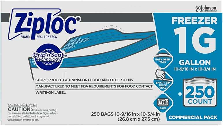 Ziploc Gallon Food Storage Freezer Bags, Grip 'n Seal Technology for Easier Grip, Open, and Close, 250 Count (Pack of 8, 2000 Count Total) - Image 2