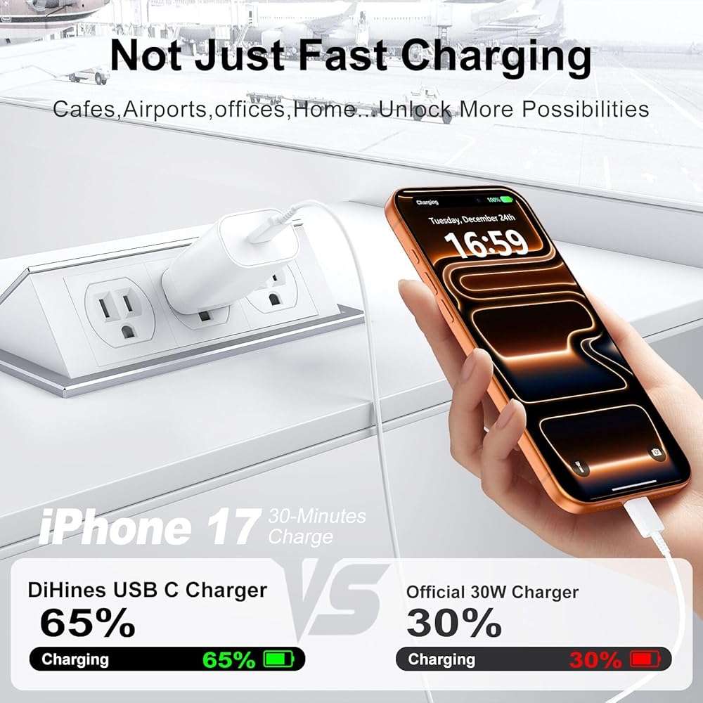 iPhone 17 16 15 Charger Fast Charging,30W USB C Charger Type C Charger Phone Chargers iPhone&10 Ft Long USB C to C Cable Fast Charging Cord for iPhone 17 Air/17 Pro/17 Pro Max/16 15 Pro Max Plus,iPad - Image 3