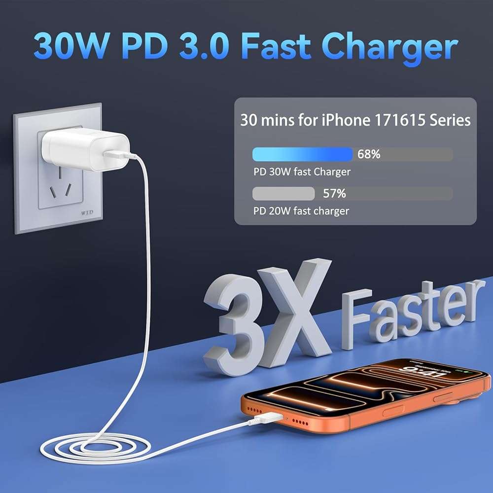 iPhone 17 16 15 Charger Fast Charging,30W USB C Charger Type C Charger Phone Chargers iPhone&10 Ft Long USB C to C Cable Fast Charging Cord for iPhone 17 Air/17 Pro/17 Pro Max/16 15 Pro Max Plus,iPad - Image 5