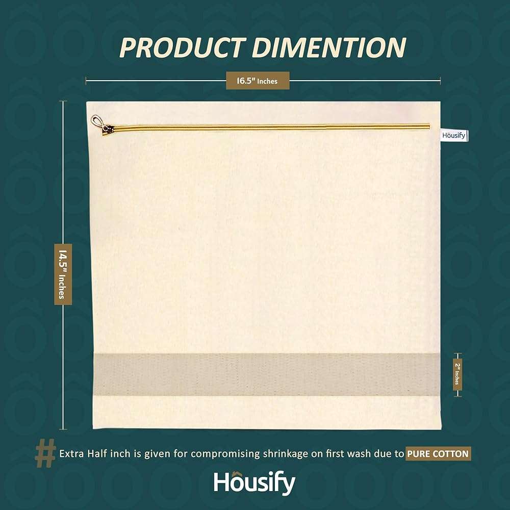 Housify Cotton Saree Covers with ZIP - Pure Cotton 20 Big Size(16.5×14.5 Inches) Single Sari Storage Bags/Cover/Pouches for Packing New Sadi - Wardrobe Organizer for Sarees/Cloths With Window (20) - Image 2
