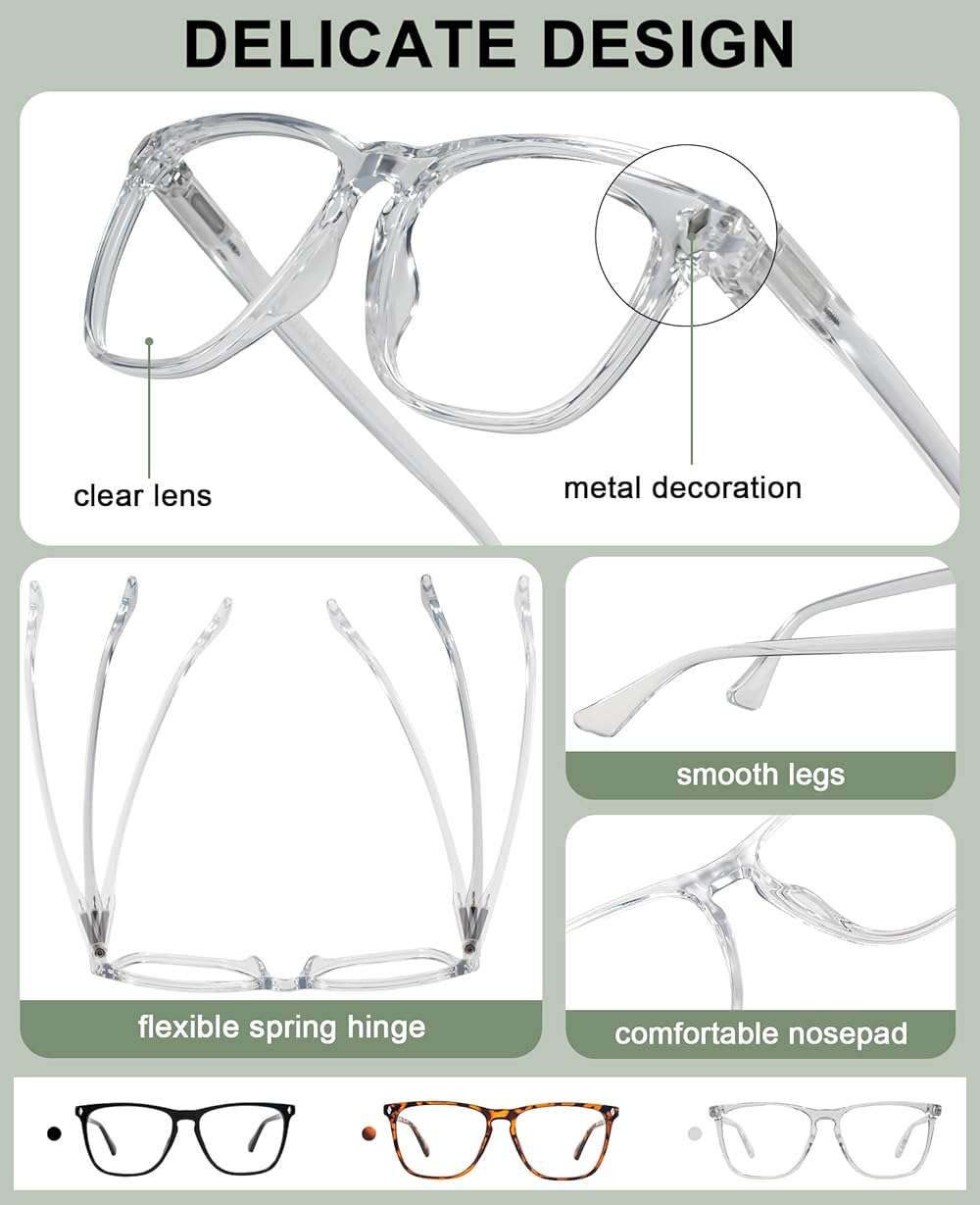 AEZUNI Oversized Square Reading Glasses for Women Classic Large Frame Readers 1.0 1.5 2.0 2.5 3.0 3.5 4.0 5.0 6.0 - Image 3