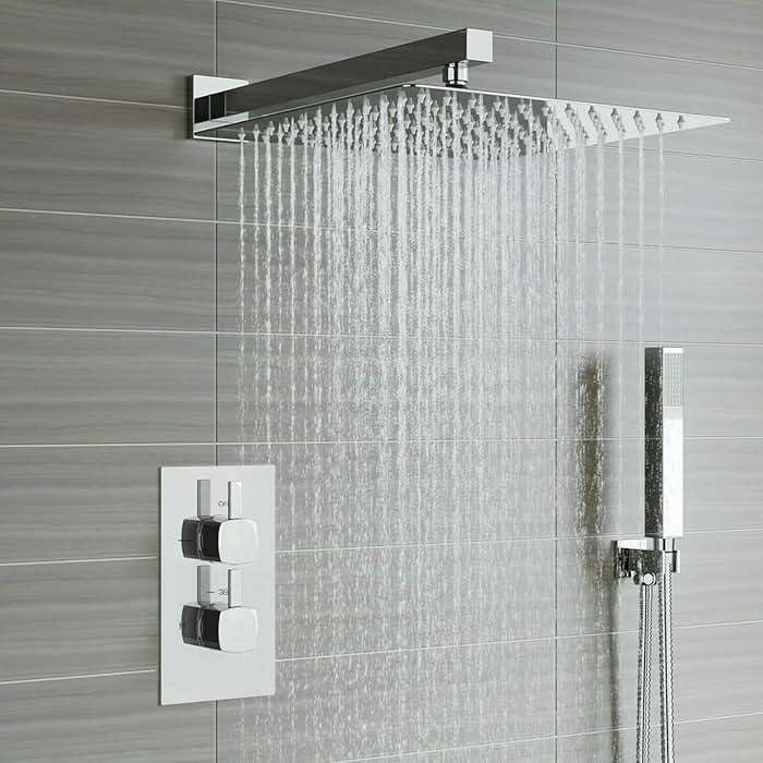 Voolan All Metal Shower Head with Extension Arm, Stainless Steel Waterfall Rainfall Showerheads, High Flow Bathroom Square Rain Shower Head (10’’ Shower Head with 16’’ Shower Arm, Brushed Nickel) - Image 8