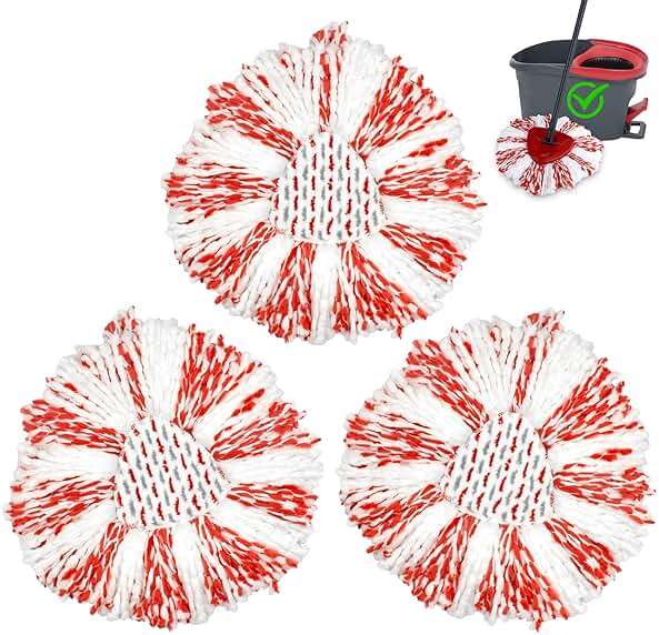 3 Pack Deep Clean Refill Compatible with O Ceda EasyWring Spin Mop & Bucket System Microfiber Mops Heads Refill for Oceda Easywring 1 Tank Spin Mop System, 40% More Cleaning Power, Scrub Pad - Image 1