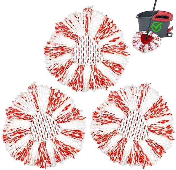 3 Pack Deep Clean Refill Compatible with O Ceda EasyWring Spin Mop & Bucket System Microfiber Mops Heads Refill for Oceda Easywring 1 Tank Spin Mop System, 40% More Cleaning Power, Scrub Pad - Product Image
