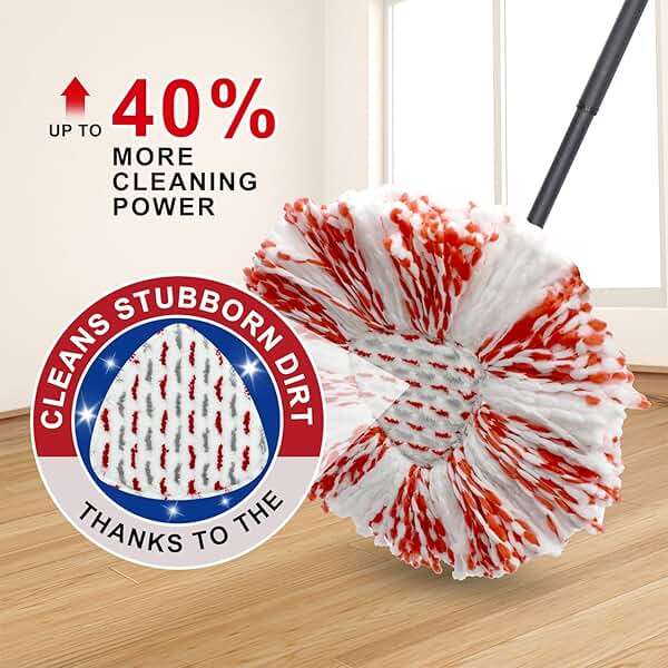 3 Pack Deep Clean Refill Compatible with O Ceda EasyWring Spin Mop & Bucket System Microfiber Mops Heads Refill for Oceda Easywring 1 Tank Spin Mop System, 40% More Cleaning Power, Scrub Pad - Image 2