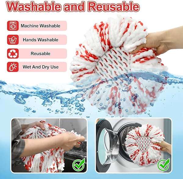 3 Pack Deep Clean Refill Compatible with O Ceda EasyWring Spin Mop & Bucket System Microfiber Mops Heads Refill for Oceda Easywring 1 Tank Spin Mop System, 40% More Cleaning Power, Scrub Pad - Image 6