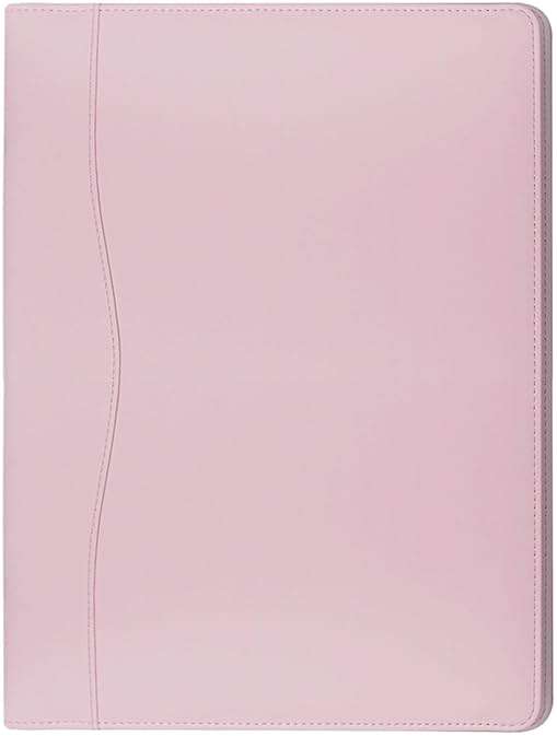Leather Portfolio Folder Padfolio, Business Padfolio Organizer Document Planner Portfolio Binder Storage Pocket for Legal Pad Holder Paperwork Phone Men Women (Pink) - Image 1
