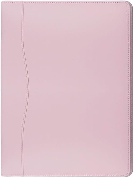 Leather Portfolio Folder Padfolio, Business Padfolio Organizer Document Planner Portfolio Binder Storage Pocket for Legal Pad Holder Paperwork Phone Men Women (Pink) - Product Image