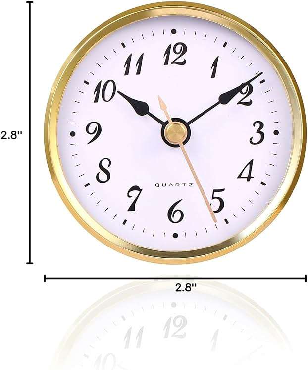 WinTaim Clock Insert 70mm (2.8 Inch), Classic Arabic Numerals Decor, Quartz Replacement, Battery Operated, Fits Hole Diameter 62mm (2.4 Inch) - Gold - Image 6