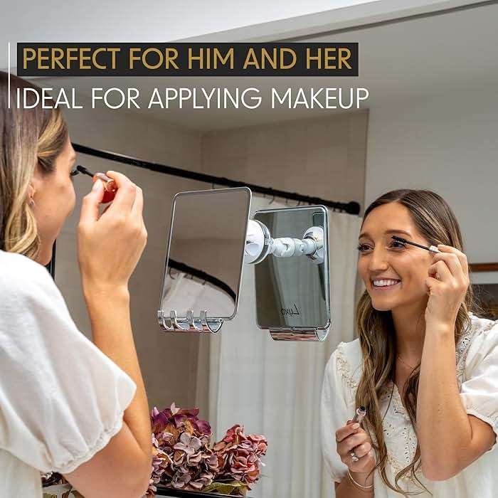 Luxo Shower Mirror, Shower Mirror fogless for Shaving with a Removable Razor Holder - Shaving Mirror for Shower with a Powerful Suction Cup - Shatterproof fogless Mirror for Shower - Image 3