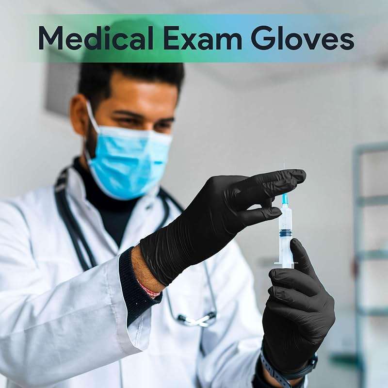 Black Nitrile Gloves Large, Case of 1000-3 Mil Disposable Rubber Gloves, Latex-Free, Powder-Free - Medical Exam Grade for Food Prep, Cleaning, Lab Use - Textured Grip - Click-Medical - Image 2