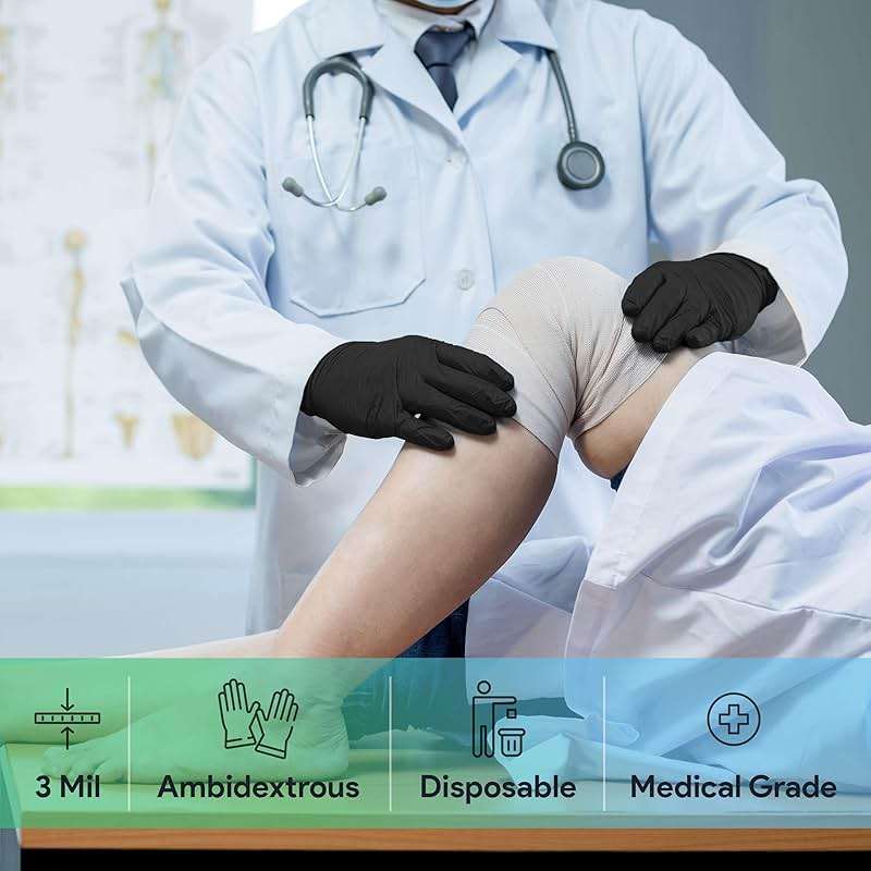Black Nitrile Gloves Large, Case of 1000-3 Mil Disposable Rubber Gloves, Latex-Free, Powder-Free - Medical Exam Grade for Food Prep, Cleaning, Lab Use - Textured Grip - Click-Medical - Image 3