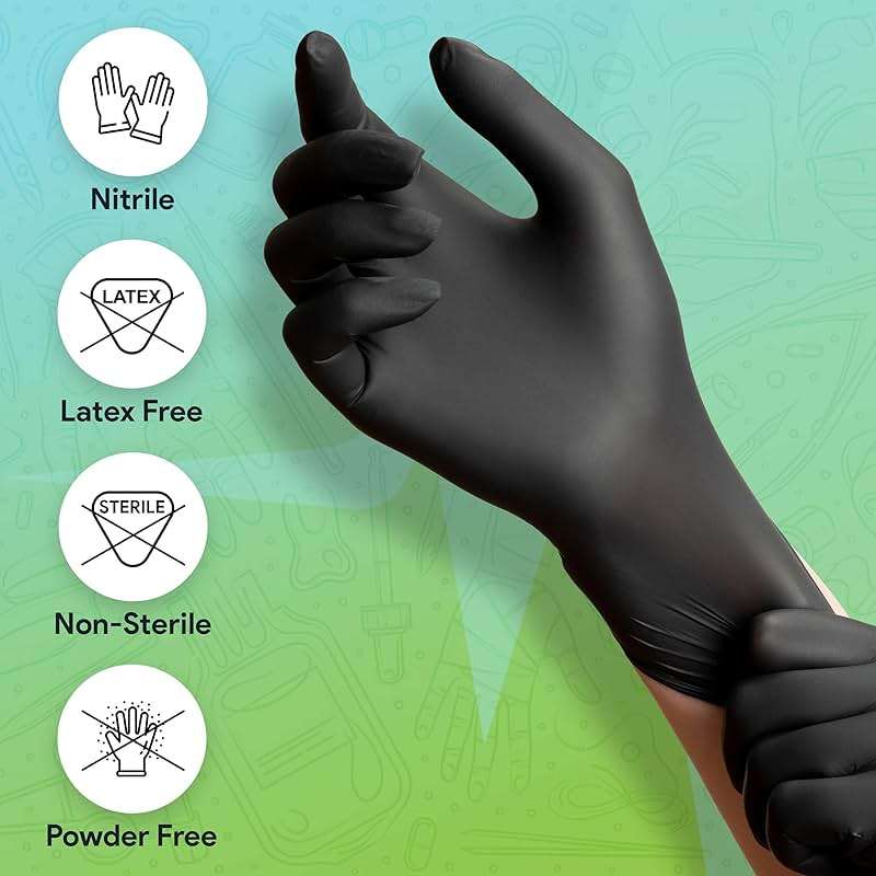 Black Nitrile Gloves Large, Case of 1000-3 Mil Disposable Rubber Gloves, Latex-Free, Powder-Free - Medical Exam Grade for Food Prep, Cleaning, Lab Use - Textured Grip - Click-Medical - Image 4