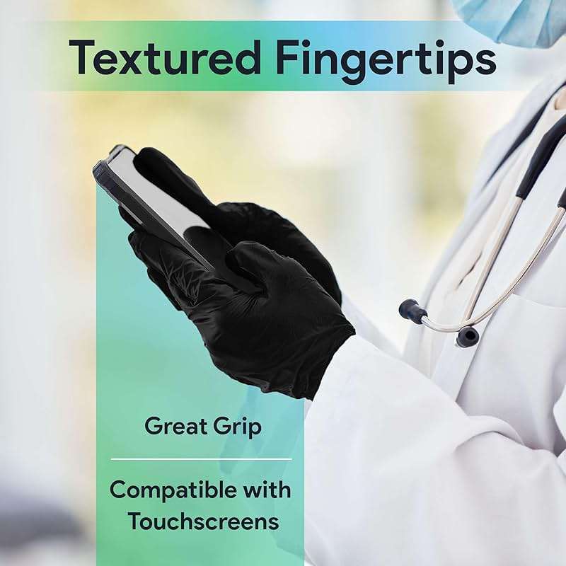 Black Nitrile Gloves Large, Case of 1000-3 Mil Disposable Rubber Gloves, Latex-Free, Powder-Free - Medical Exam Grade for Food Prep, Cleaning, Lab Use - Textured Grip - Click-Medical - Image 6