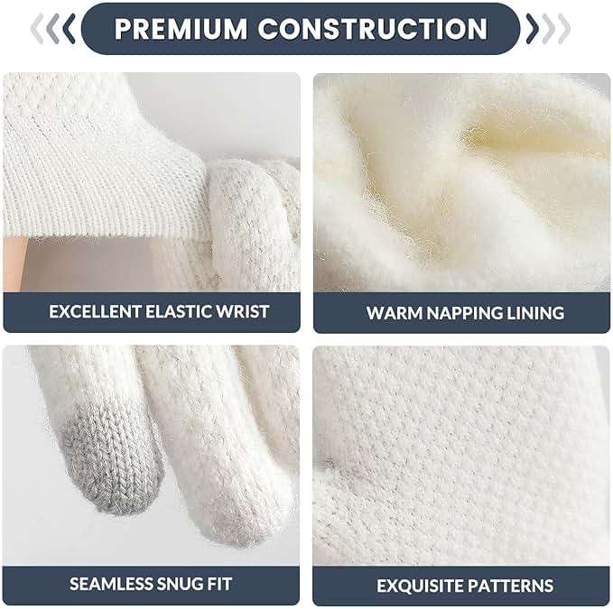 Loiyadn Winter Gloves - 4 Pairs Women's Winter Gloves, Winter Touchscreen Gloves Women Men, Warm Knit Gloves for Cold Weather - Image 4