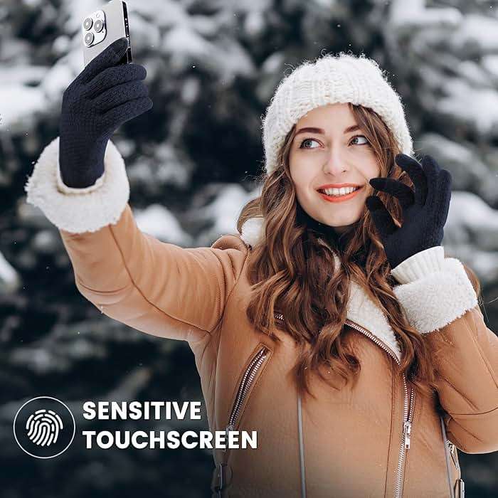 Loiyadn Winter Gloves - 4 Pairs Women's Winter Gloves, Winter Touchscreen Gloves Women Men, Warm Knit Gloves for Cold Weather - Image 6
