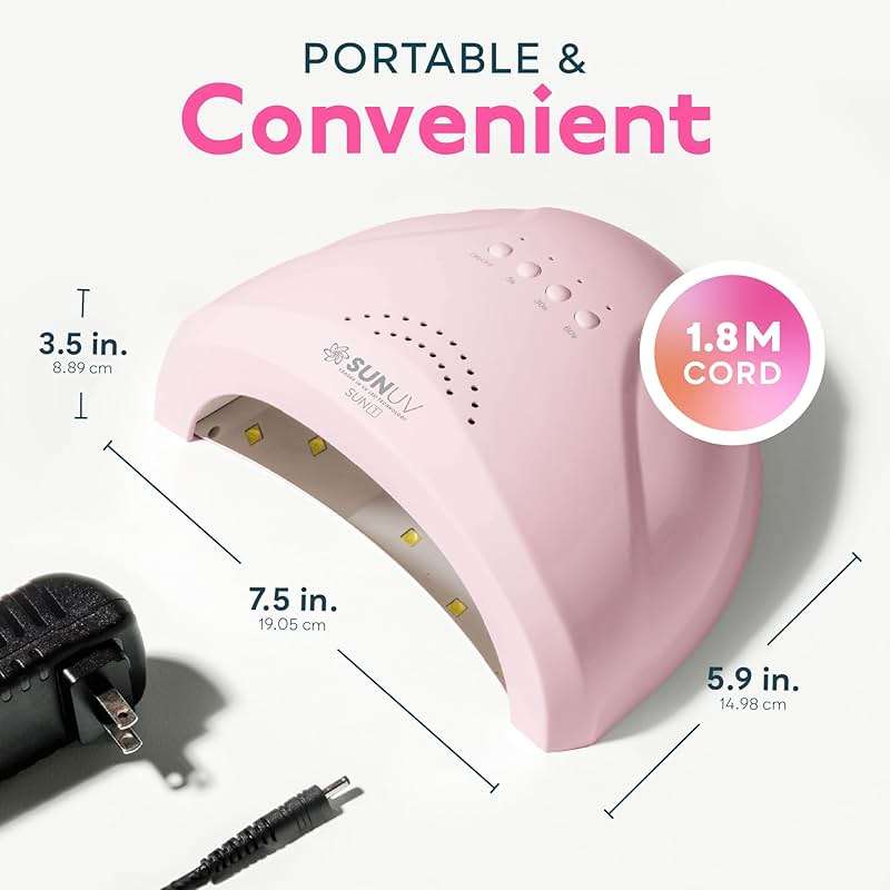 SUNUV UV Light for Gel Nails, UV Dryer for Gel Polish with 3 Timer Settings Professional LED Nail Lamp Art Tools Auto Sensor SUNone Pink - Image 5