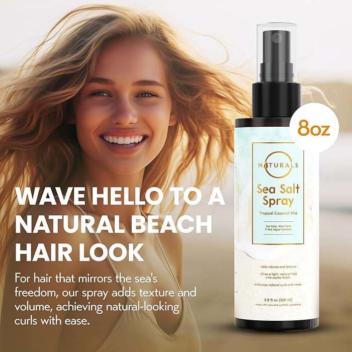 Sea Salt Water Spray for Men - Texturizing Spray Wavy Hair Products - Tropical Coconut Bliss, 8 oz - Image 2