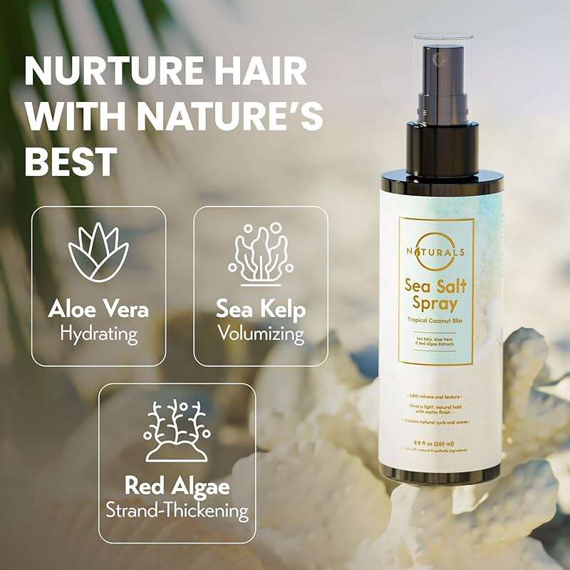 Sea Salt Water Spray for Men - Texturizing Spray Wavy Hair Products - Tropical Coconut Bliss, 8 oz - Image 3