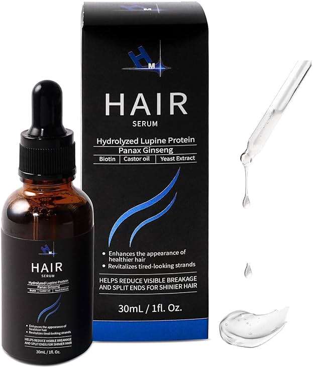 HM Vegan Hair Growth Serum – Biotin & Plant Proteins – Strengthens Hair, Nourishes Scalp, Adds Shine – Lightweight Leave-In for Women & Men – 1oz - Image 1