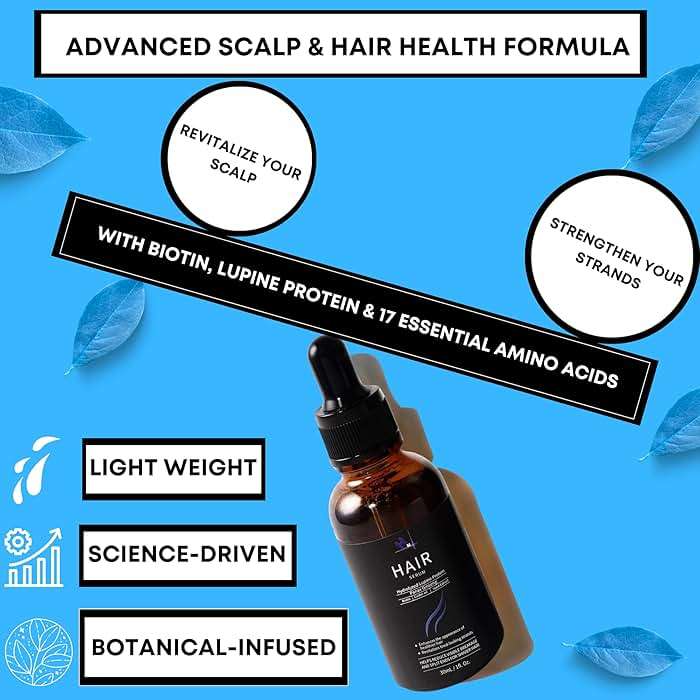 HM Vegan Hair Growth Serum – Biotin & Plant Proteins – Strengthens Hair, Nourishes Scalp, Adds Shine – Lightweight Leave-In for Women & Men – 1oz - Image 4