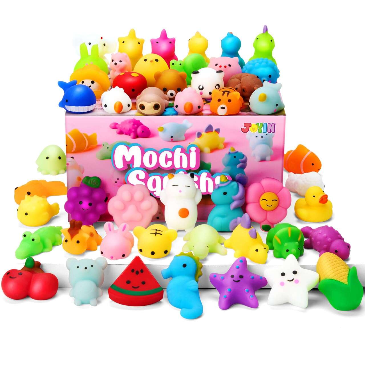 JOYIN Mochi Squishy Toys Set, Random 25 Pack Mini Squishy Mochi, Party Favors for Kids, Kawaii Stress Relief Toys, Basket Stuffers, Goodie Bags Fillers, Birthday Gifts, Classroom Prizes - Image 1
