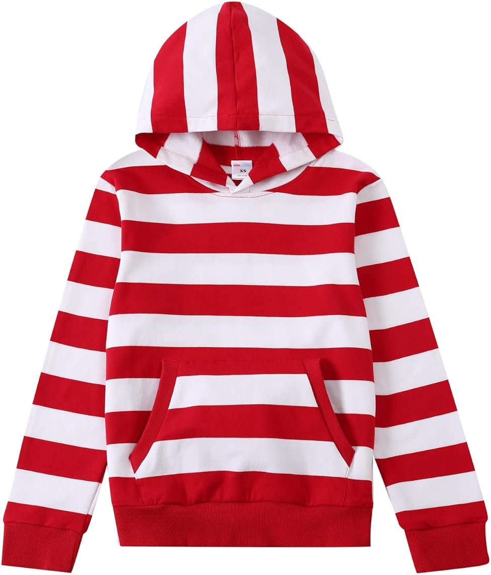 COSLAND Boys' Striped Hoodies Kids Cotton Long Sleeve Hooded Sweatshirts, X-Small-Large - Product Image