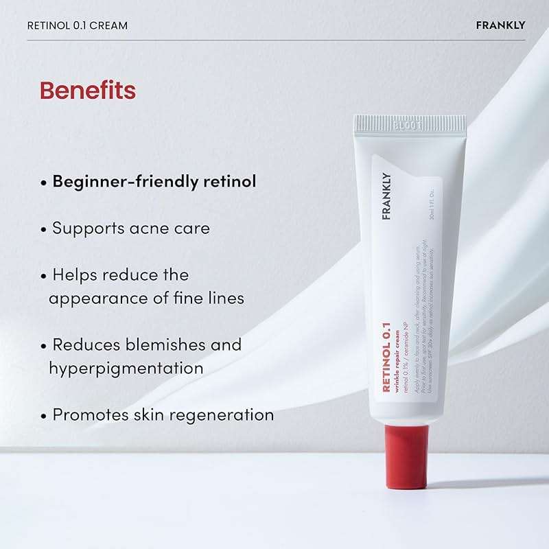 FRANKLY Retinol 0.1% Cream, 1.01 fl oz - Beginner Retinol | Night Cream | with Ceramides & Natural Ginseng | Anti-aging, Wrinkles Care, Reduces Congestion and hyperpigmentation | Korean Skin Care - Image 4