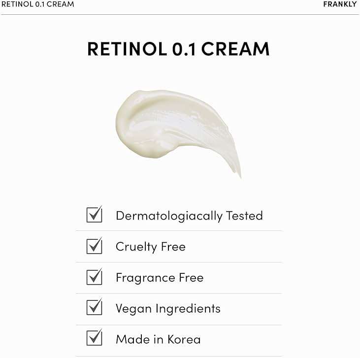 FRANKLY Retinol 0.1% Cream, 1.01 fl oz - Beginner Retinol | Night Cream | with Ceramides & Natural Ginseng | Anti-aging, Wrinkles Care, Reduces Congestion and hyperpigmentation | Korean Skin Care - Image 9