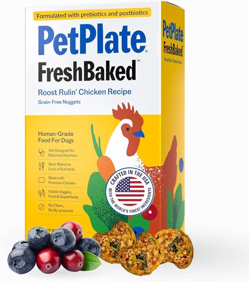 PetPlate Roost Rulin' Chicken FreshBaked Dry Dog Food, Gently Baked and Air-Dried Human Grade Dog Food, Formulated with Prebiotics and Postbiotics, Grain Free, No Fillers or by-Products 2lbs - Image 1