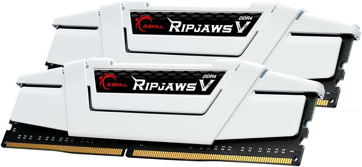 G.SKILL RipjawsV Series DDR4 RAM (XMP) 32GB (2x16GB) 3600MT/s CL18-22-22-42 1.35V Intel AMD Desktop Computer Memory U-DIMM - White (F4-3600C18D-32GVW) - Image 1