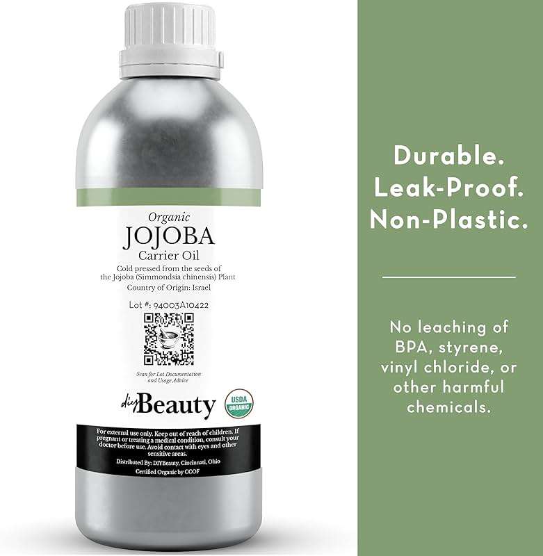 DIYBeauty Bulk Jojoba Oil - 32 Fl Oz Large Size Wholesale Bottle - Organic, Golden, Virgin, 100% Pure, Cold Pressed from the Seeds of the Jojoba Plant - Unrefined Aceite de Jojoba - Image 4