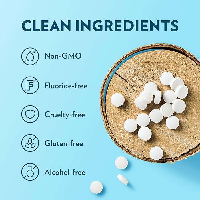 ECOFAM Peppermint Mouthwash Tablets - Chewable Tablet for Fresh Breath Fluoride Free Alcohol Free Travel Size Mouthwash - 90 Tablets - Image 3
