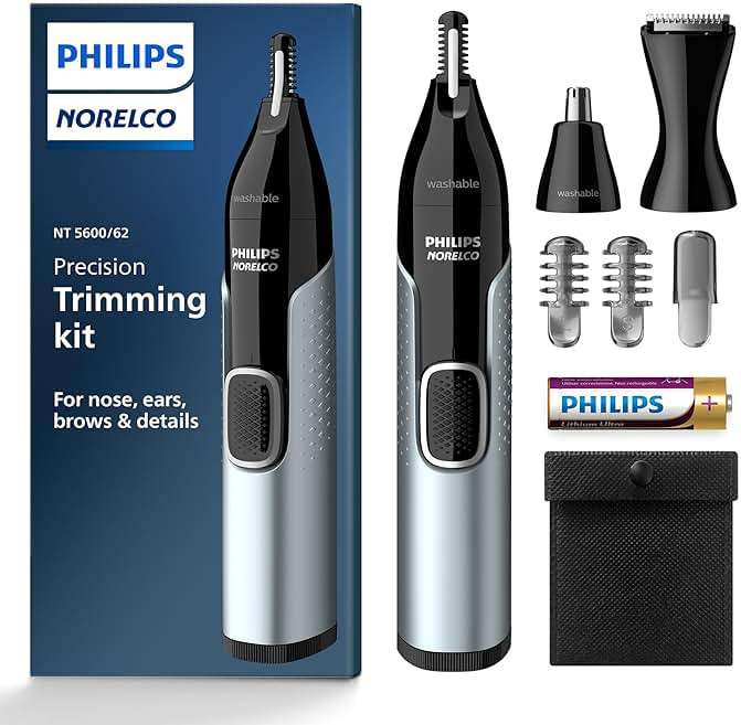 Norelco Philips Nose Trimmer 5000 for Nose, Ears, Eyebrows Trimming Kit, NT5600/62 - Image 1
