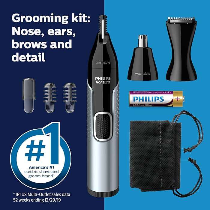 Norelco Philips Nose Trimmer 5000 for Nose, Ears, Eyebrows Trimming Kit, NT5600/62 - Image 6