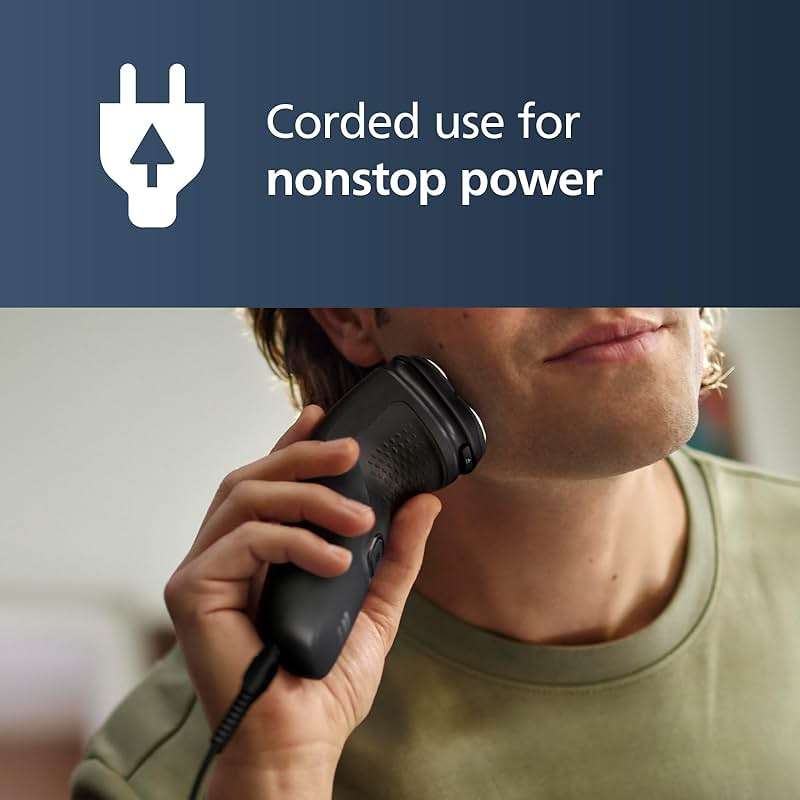 Philips Norelco Shaver 1100 Series, Dry Electric Shaver, 27 Self-Sharpening ComfortCut Blades, 4D Floating Heads, P-Cap, Deep Black, Model S1016/90 - Image 4