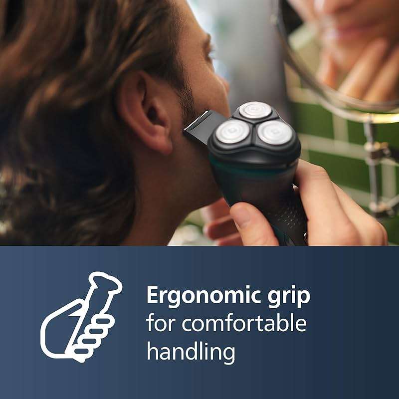 Philips Norelco Shaver 1100 Series, Dry Electric Shaver, 27 Self-Sharpening ComfortCut Blades, 4D Floating Heads, P-Cap, Deep Black, Model S1016/90 - Image 7