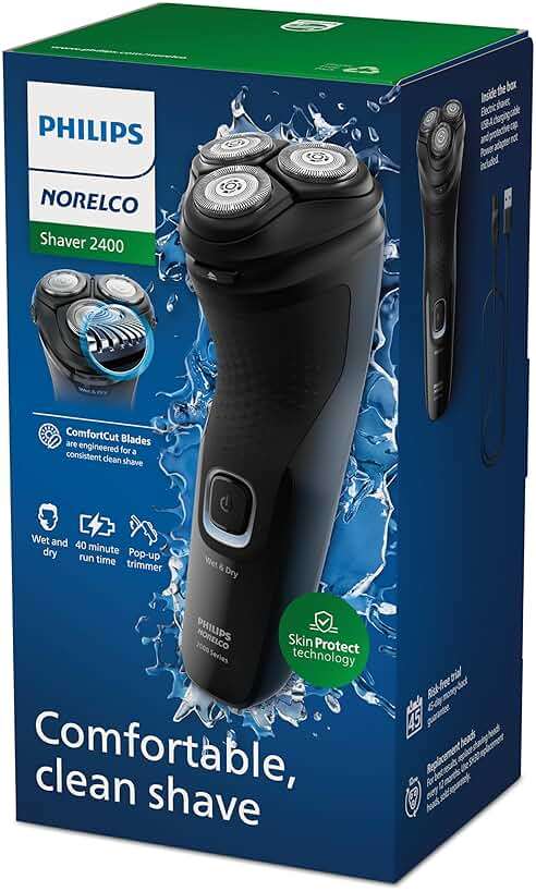 Philips Norelco Shaver 2400 Series, Wet and Dry Electric Shaver, Pop-up Trimmer, P-Cap, Deep Black, Model X3001/90 - Image 13
