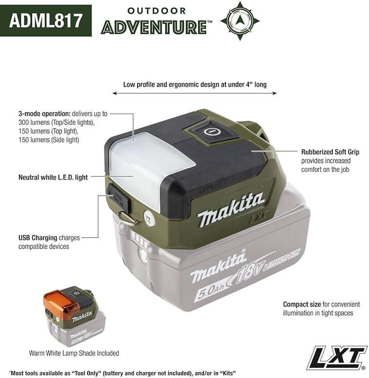 Makita ADML817 Outdoor Adventure™ 18V LXT® Compact L.E.D. Flashlight, Flashlight Only - Image 5