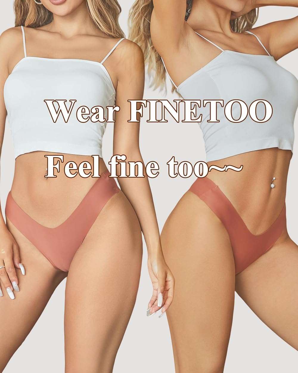 FINETOO Seamless Thongs for Women Sexy No Show Panties Invisible V-waisted Stretch Lingerie Underwear 6 Pack - Image 4